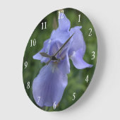 Glanzende Blauwe Iris Bloem Wandschijf Grote Klok (Hoek)