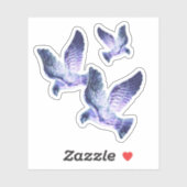 Glanzende Blauwe Kerstduiven Sticker (Vel)
