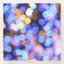 Glanzende blauwe lichtjes drankviltje