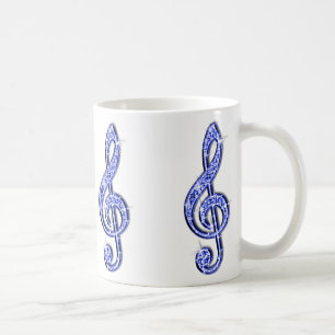 Glanzende Blauwe Muzieknoot Koffiemok