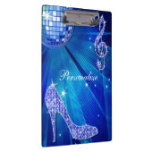 Glanzende Blauwe Muzieknote & Stiletto Hak Klembord (Rechts)