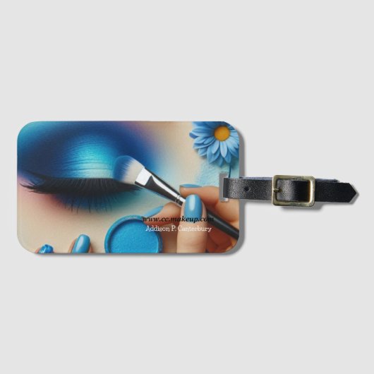 Glanzende Blauwe Oogschaduw Make-up Bagagelabel (Voorkant (horizontaal))