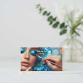 Glanzende Blauwe Oogschaduw Make-up  Visitekaartje (Staand voorkant)