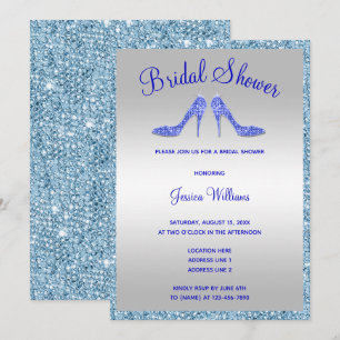 Glanzende Blauwe Pailletten & Stilettos Bruidsfees Kaart
