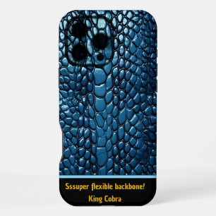 Glanzende blauwe slangenhuiden voegen artistieke t iPhone 16 pro max hoesje
