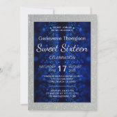 Glanzende Blauwe Sweet Sixteen Feest Uitnodiging (Voorkant)