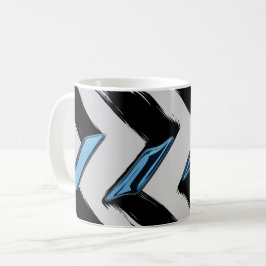 Glanzende blauwe vormen met diagonale penseelstree koffiemok