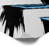 Glanzende blauwe vormen met diagonale penseelstree poster (Hoek)