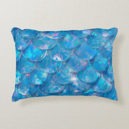 Glanzende Blauwe Zeemeermin Print Accent Kussen