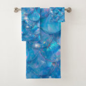 Glanzende Blauwe Zeemeermin Print Bad Handdoek (Insitu)