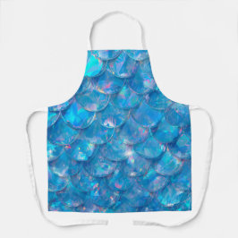 Glanzende Blauwe Zeemeermin Print Schort