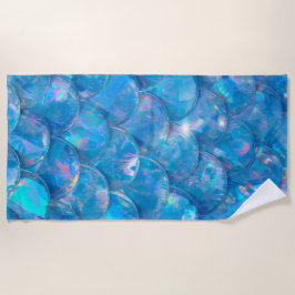 Glanzende Blauwe Zeemeermin Print Strandlaken