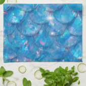 Glanzende Blauwe Zeemeermin Print Theedoek (Gevouwen)