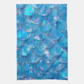 Glanzende Blauwe Zeemeermin Print Theedoek (Verticaal)