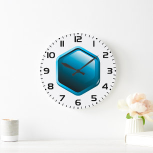 Glanzende Blauwe Zeshoekige Icoon Moderne Geometri Grote Klok