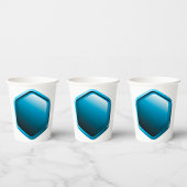 Glanzende Blauwe Zeshoekige Icoon Moderne Geometri Papieren Bekers