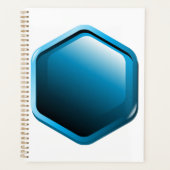 Glanzende Blauwe Zeshoekige Icoon Moderne Geometri Planner (Voorkant)