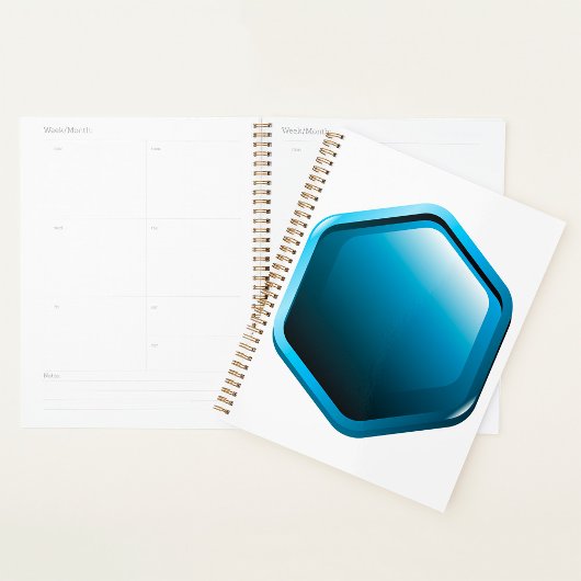 Glanzende Blauwe Zeshoekige Icoon Moderne Geometri Planner