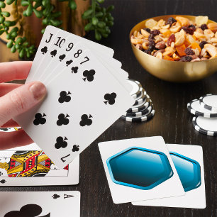 Glanzende Blauwe Zeshoekige Icoon Moderne Geometri Pokerkaarten