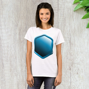 Glanzende Blauwe Zeshoekige Icoon Moderne Geometri T-shirt