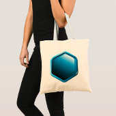 Glanzende Blauwe Zeshoekige Icoon Moderne Geometri Tote Bag