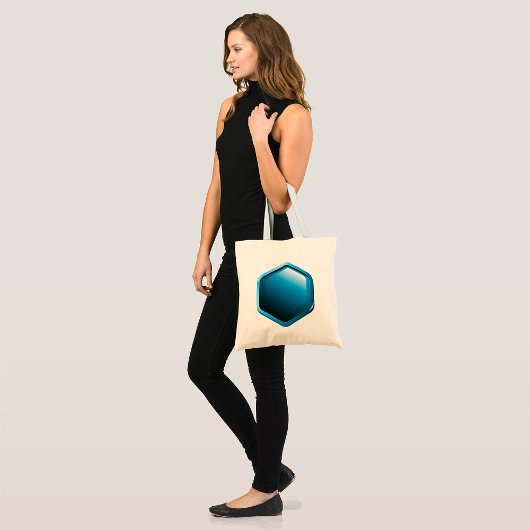 Glanzende Blauwe Zeshoekige Icoon Moderne Geometri Tote Bag