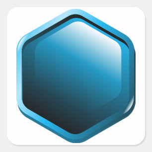 Glanzende Blauwe Zeshoekige Icoon Moderne Geometri Vierkante Sticker