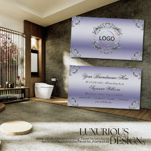 Glanzende Blauwe Zilveren Decoratie met Logo Luxe  Visitekaartje