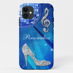 Glanzende Blauwe/zilveren Muzieknoot & Stiletto Ha iPhone 11 Hoesje