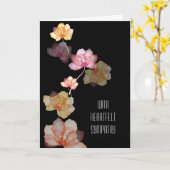 Glanzende bloemen op zwarte sympathie kaart (Gele Bloem)