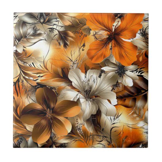Glanzende Bloemen Tegeltje (Voorkant)