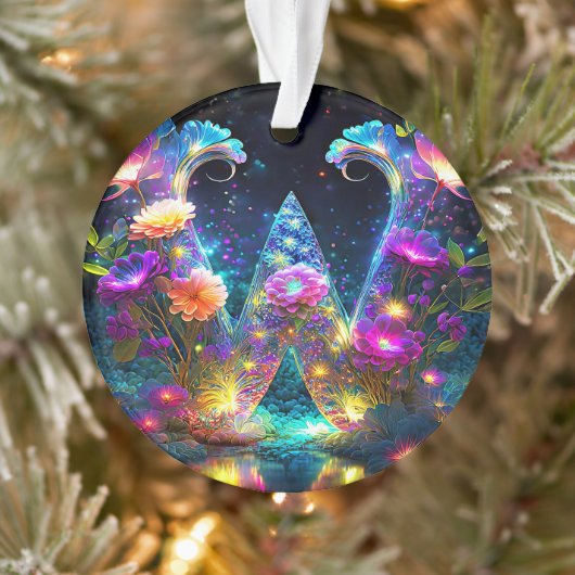 Glanzende bloemletter W Ornament (Boom)