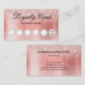 Glanzende Blush Roze Gouden Glitter Loyalty Card Visitekaartje (Voorkant / Achterkant)
