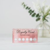 Glanzende Blush Roze Gouden Glitter Loyalty Card Visitekaartje (Staand voorkant)