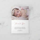 Glanzende Blush Script Doop Gevouwen Dank u Bedankkaart (Binnen)