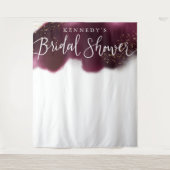 Glanzende bordeauxrood gouden glitter bruiloft fee wandkleed (Voorkant)