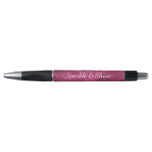 Glanzende Bramenroze Glitter Schittering Pen (Voorkant)