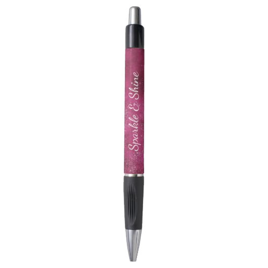 Glanzende Bramenroze Glitter Schittering Pen (Voorkant Verticaal)