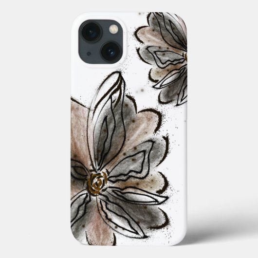 Glanzende bruine bloemschildering Case-Mate iPhone case (Achterkant)