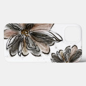 Glanzende bruine bloemschildering Case-Mate iPhone case (Achterkant (horizontaal))