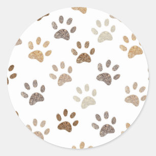Glanzende bruine pootafdrukken ronde sticker