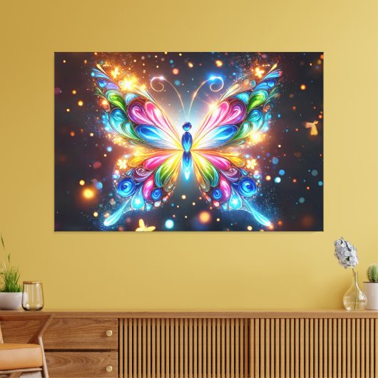 Glanzende Butterfly Canvas Afdruk (Insitu (Woonkamer))