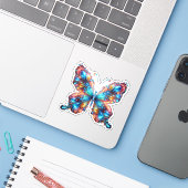 Glanzende Butterfly Sticker (Laptop met iPhone)