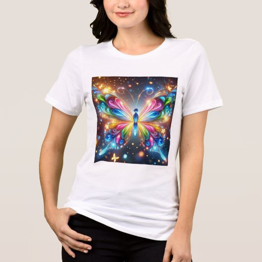 Glanzende Butterfly Tri-Blend Shirt (Voorkant)