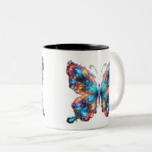 Glanzende Butterfly Tweekleurige Koffiemok (Voorkant rechts)