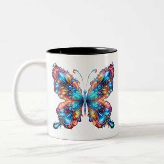Glanzende Butterfly Tweekleurige Koffiemok (Links)