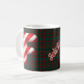 Glanzende Candy Cane Gestreepte Kerst Letter F Koffiemok (Voorkant links)