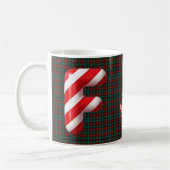 Glanzende Candy Cane Gestreepte Kerst Letter F Koffiemok (Links)