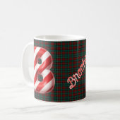 Glanzende Candy Cane Gestreepte Kerstletter B Koffiemok (Voorkant links)