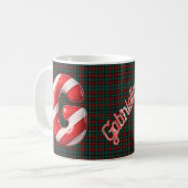 Glanzende Candy Cane Gestreepte Kerstletter G Koffiemok (Voorkant links)